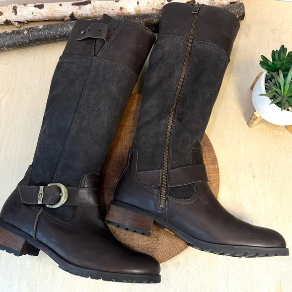 Timberland Earthkeepers | Bethel Tall Boots Dark Brown Leather Suede Buckle 8.5 - Picture 3 of 16